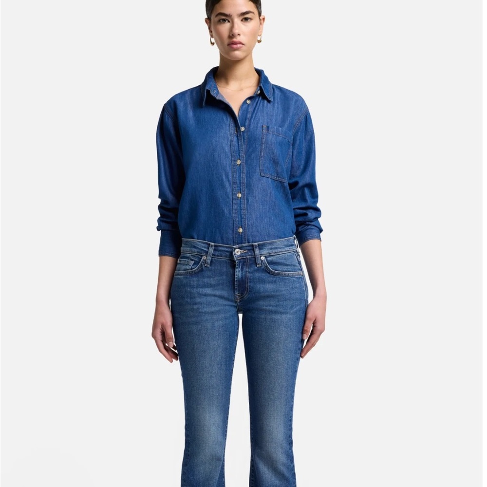 7 For All Mankind Women's Straight Leg Blue Jeans Boy Cut, Vintage